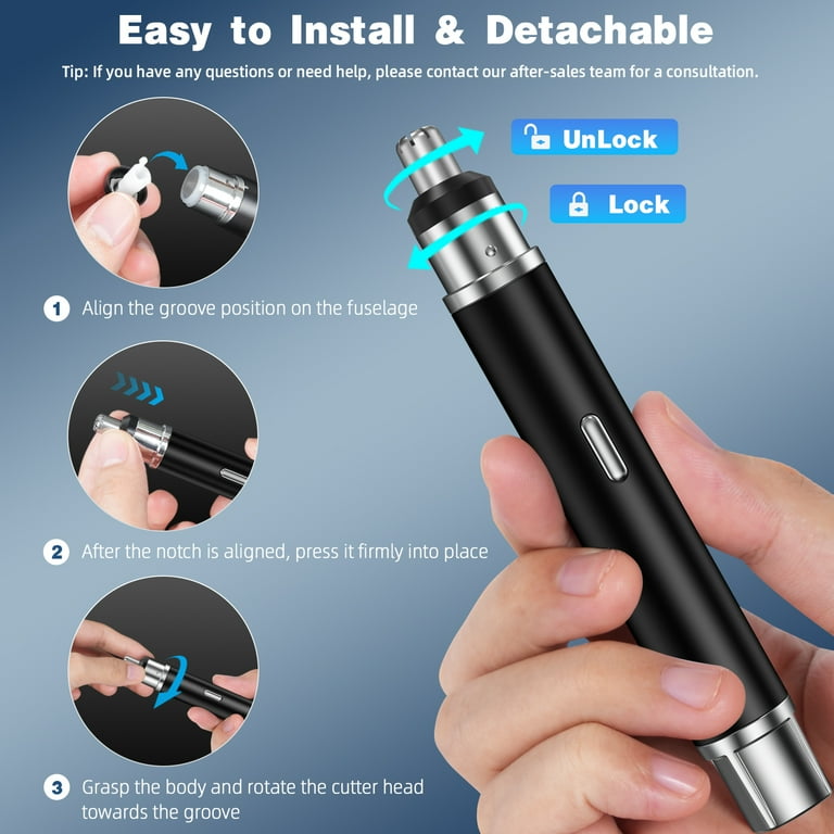 FETERVIC Nose Hair Trimmer, USB Rechargeable, Cutter Heads