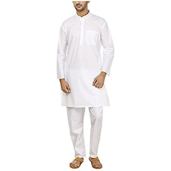 Royal Mens White 100% cotton luxury kurta pyjama