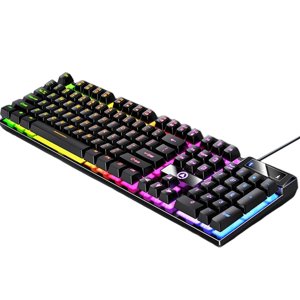 Clavier de jeu mécanique RGB Allumé en arrière USB LED Effets d'éclairage pour Windows Black