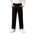 thumbnail image 2 of Bixock Uniform Pants for Boys High Waist Straight Leg Pants Kids Suits Trousers Elastic Waist Solid Color Straight Cut Breathable Campus Formal Casual Outer Wear Size 11-12Years, 2 of 6