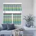 thumbnail image 6 of Kitchen Window Curtains Valance and Tier Set, Teal Green Bohemian Geometric Rod Pocket Tier Curtain Valance Set, Abstract Stripe Southwestern Light Filtering Cafe Curtains for Bedroom Living Room, 6 of 9
