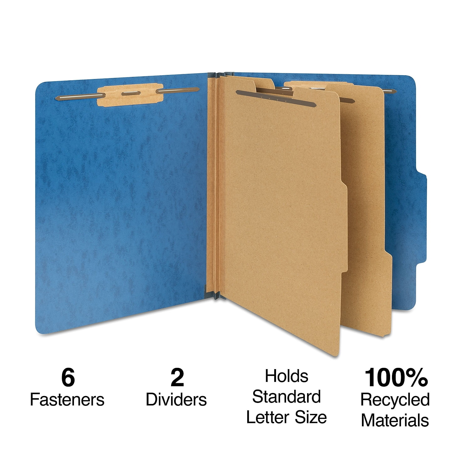 Staples Moisture-Resistant Folders 2/5-Cut Top Tab Ltr 2 Dividers Bl 10/BX 614641