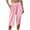 Pink, variant on Cotton Linen Cropped Pants for Women Elastic High Waisted Wide Leg Pants Loose Fit Pleated Straight Trousers with Pockets Solid Color Button Capri Pant