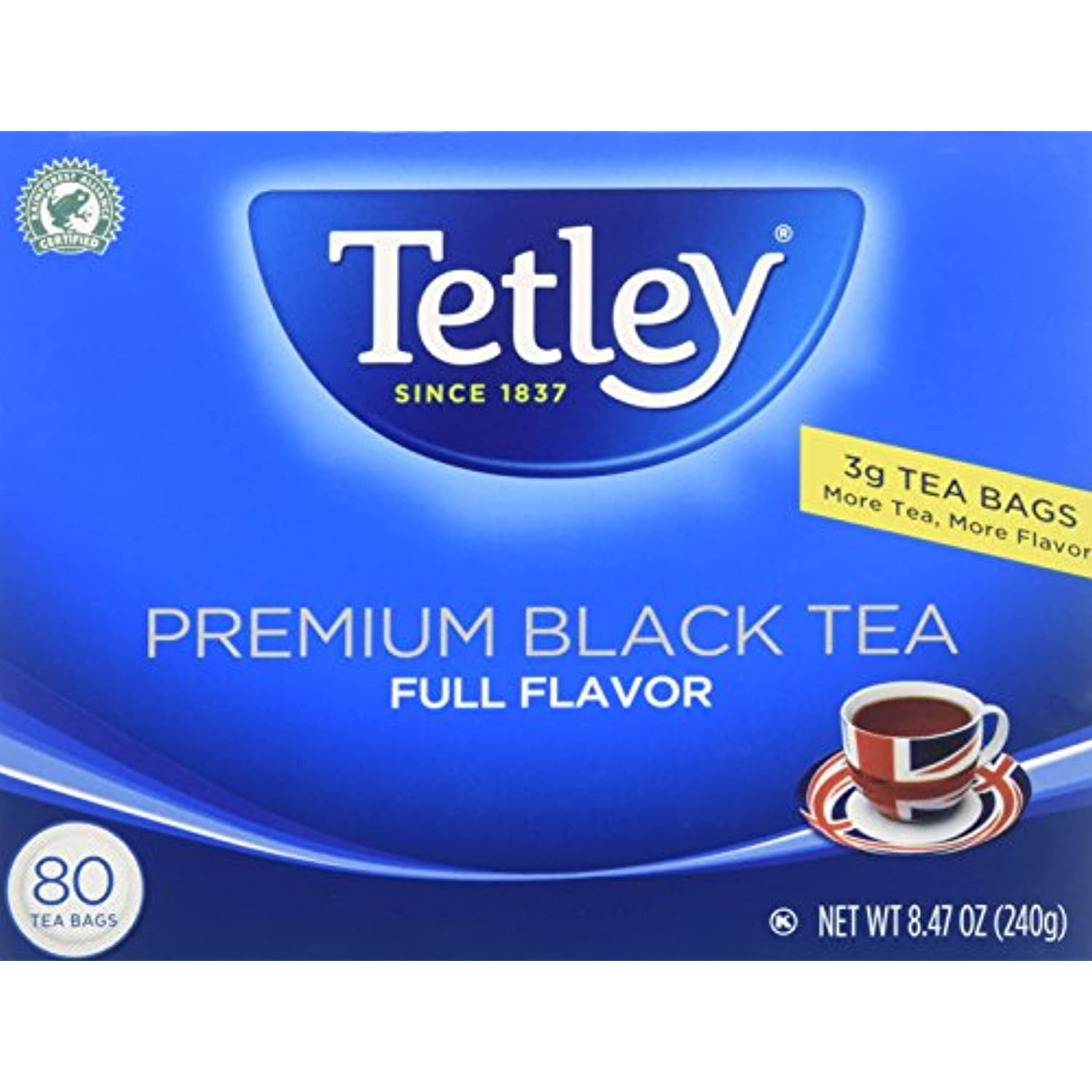 Tetley Premium Black Tea Full Flavor 80 Ct 2 Pack (2 X 8.47 Oz)