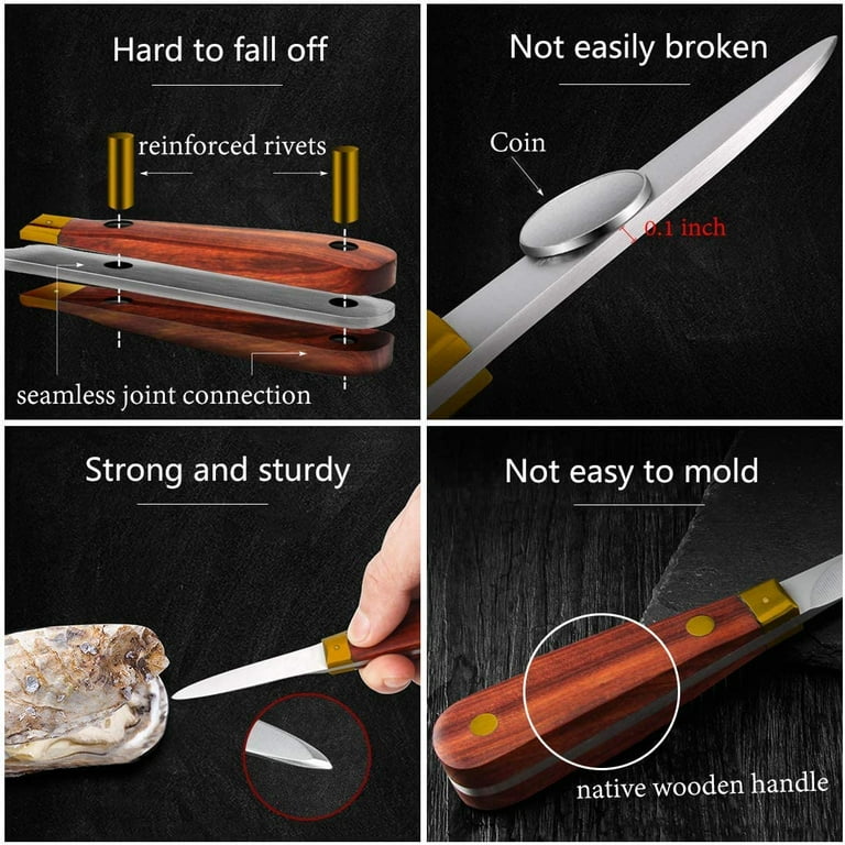 3 Pieces Oyster Shucking Knife Clam Oyster Knife Shucker Wooden Handle  Oyster Knife with Cut Resistant Gloves Safe Cutting Gloves Level 5  Protection for Seafood Shellfish Opener Tools Women and Men 