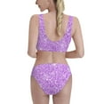 thumbnail image 3 of Picia Lilac Glittering Women's High Waisted Bikini Scoop Neck Swimsuit Two Pieces Bathing Suit-X-Large, 3 of 8