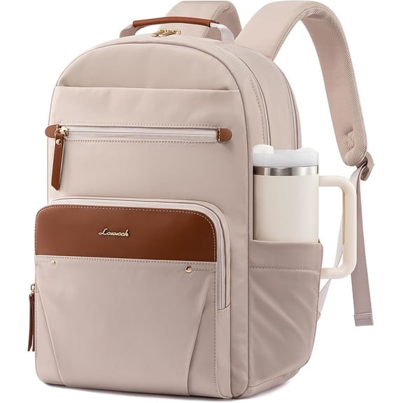 LOVEVOOK Laptop Backpack for Women with 2X Extra-Large Tumbler Pockets, 15.6" Work Backpack Purse, Travel Personal Item Bag, Carry On Business Computer Bag for Office, School, or Gift, Sage Green