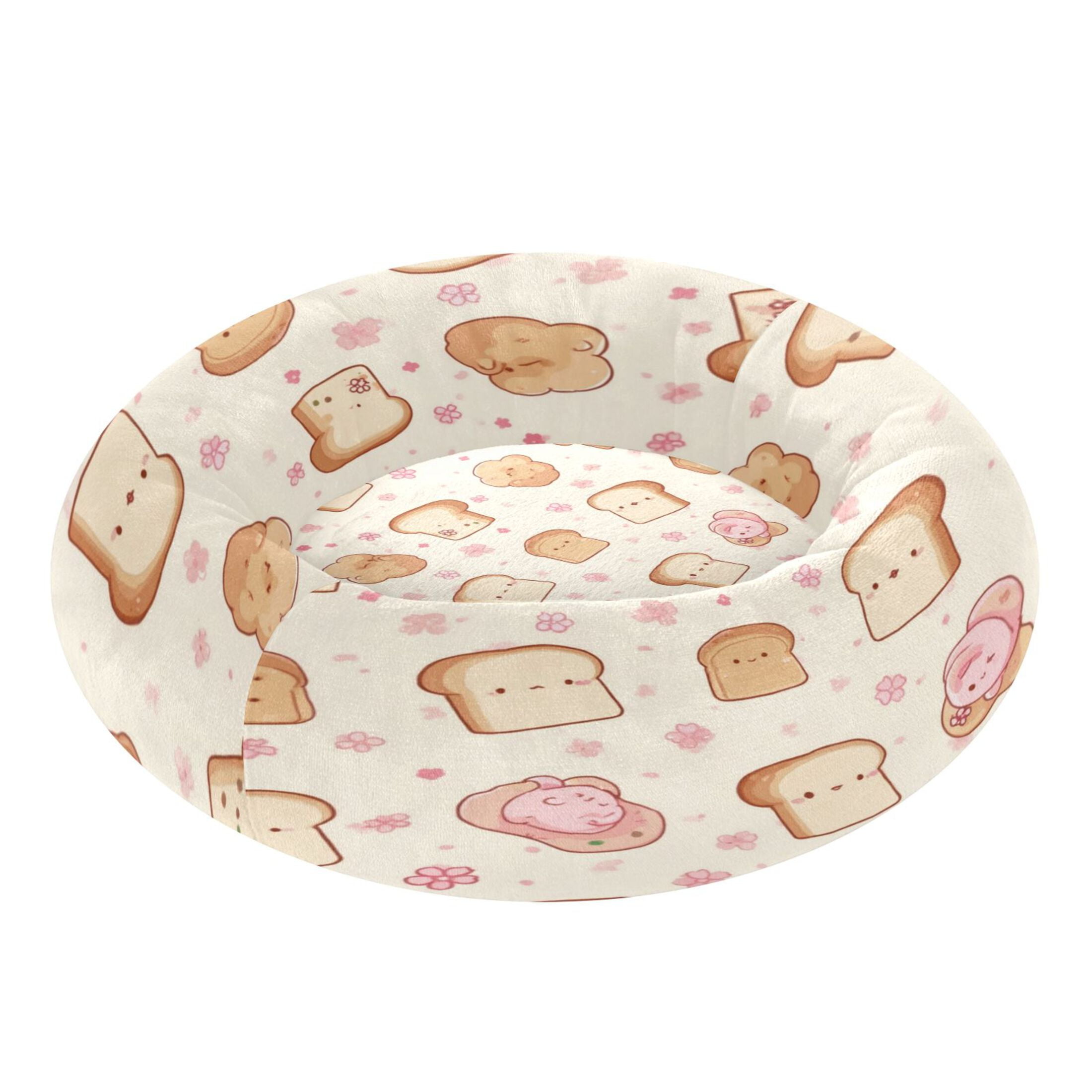 Iauyy Pet Couch Donut Cat Bed for Indoor Cats/Small Dogs Washable & Machine with Non-slip Bottom Calming Cat Furniture, Cartoon Bread Man (S)