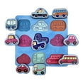 thumbnail image 3 of Ambesonne Vehicles and Animals Wooden Puzzle Set of 2 Chunky Pieces, Match the Cars, Sky Blue Multicolor, 3 of 5