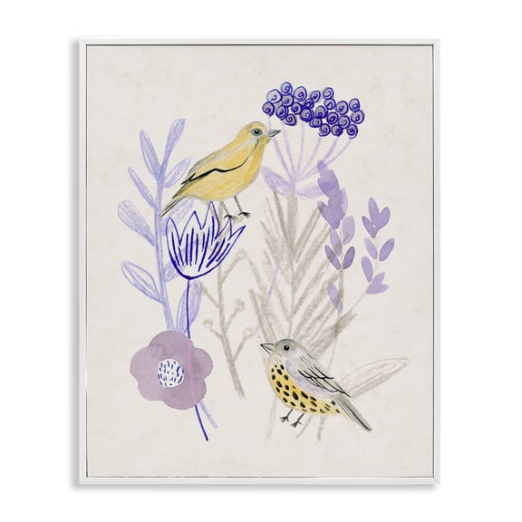 Stupell Industries Bohemian Birds with Plant Sprigs White Framed Giclee Art, 16 x 20, by Melissa Wang