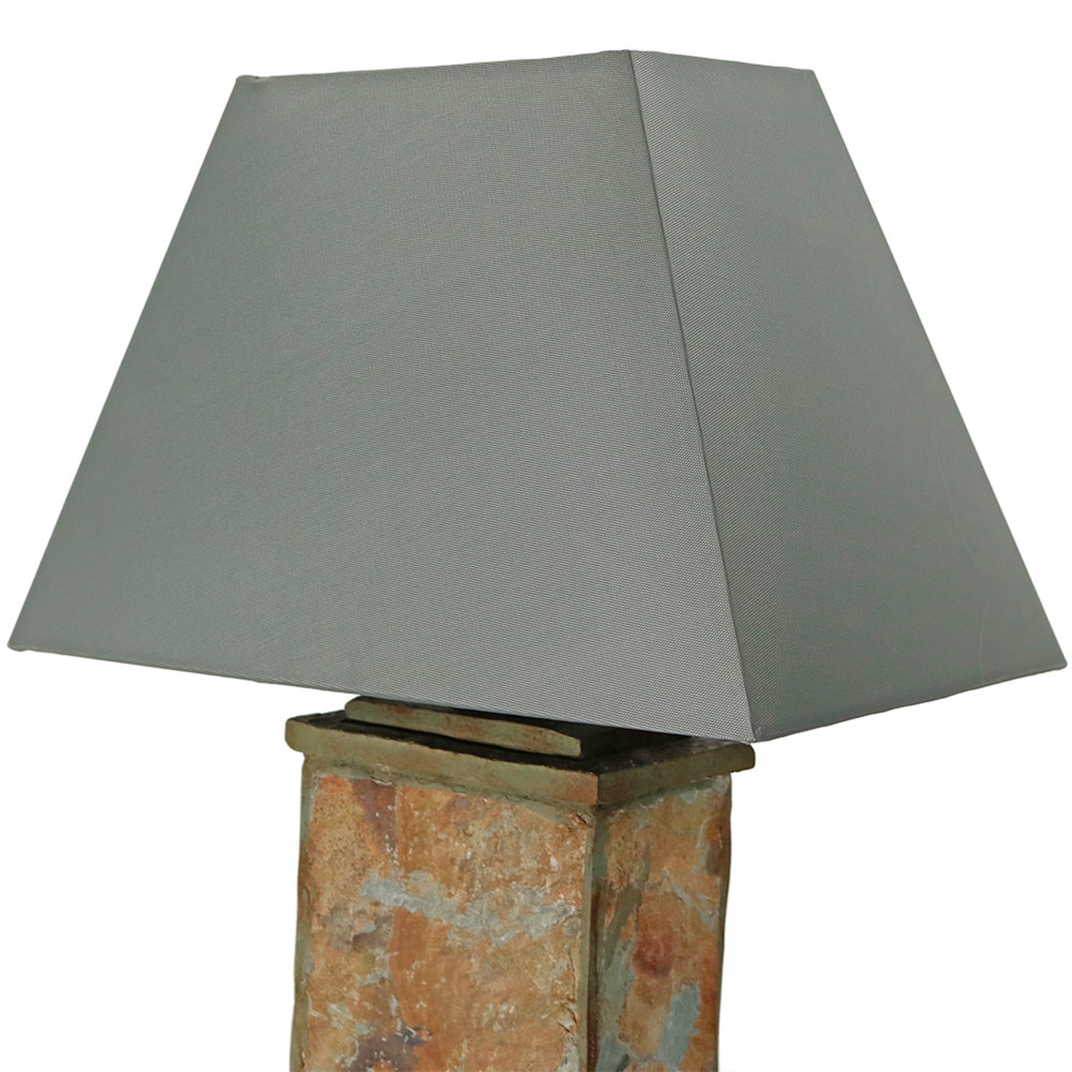 Sunnydaze 24" Natural Slate Outdoor Table Lamp with Gray Shade