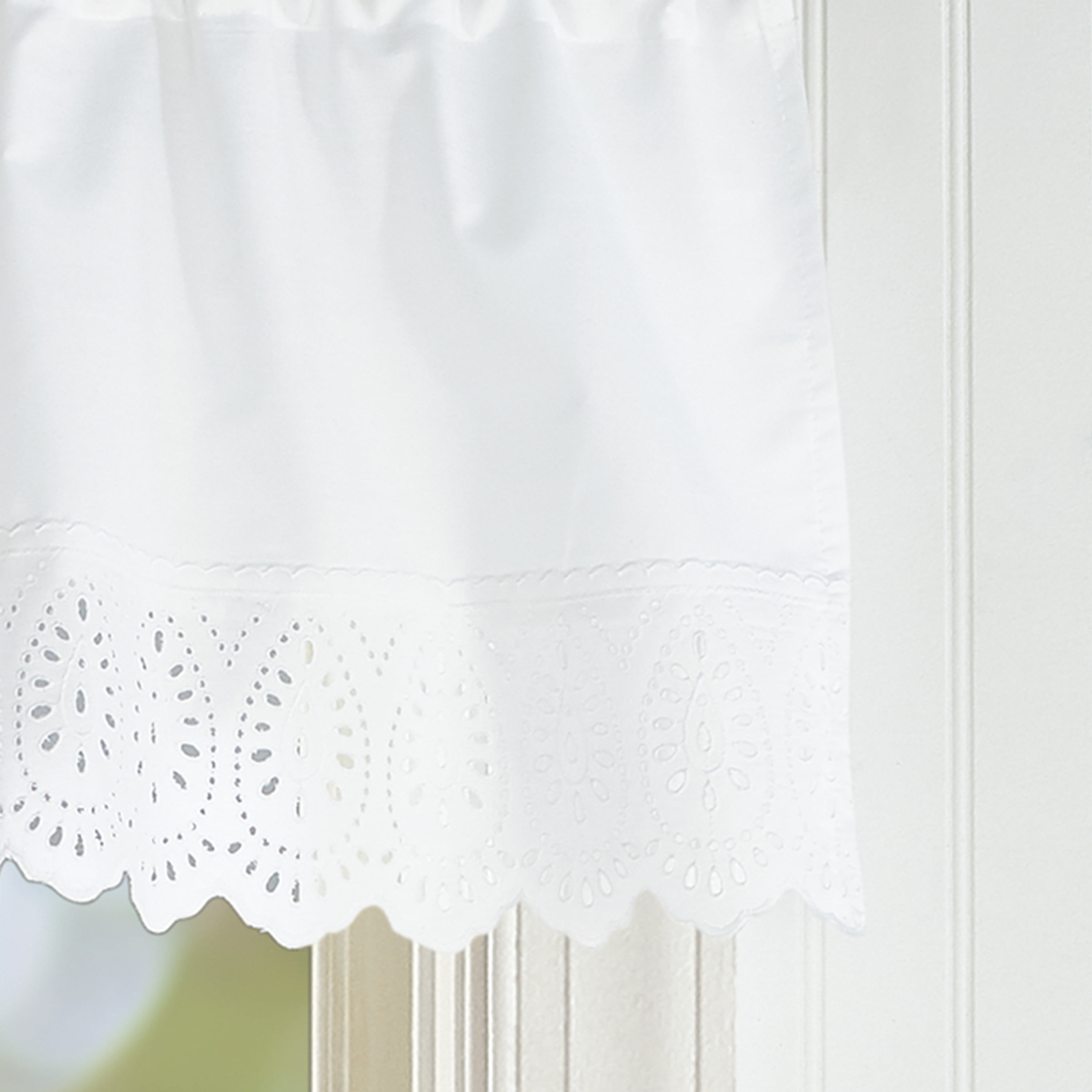 CHF Penny Eyelet 36" Tier Curtain, White