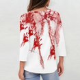 thumbnail image 4 of WTOBBY Women's Vintage Halloween Print V-Neck 3/4 Sleeve Casual Top Loose Fit Blouse Tee for Fall Festivities and Daily Fashion Wear,Wine 5XL, 4 of 7