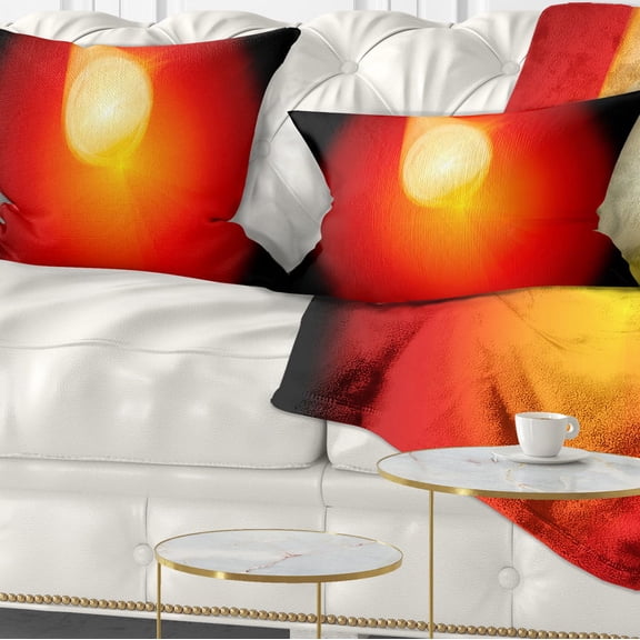 Designart Glowing Red Misty Sphere - Abstract Throw Pillow - 12x20