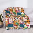 thumbnail image 3 of Disketp Retro Summer Stamp Flannel Blankets - Thick and Warm Blanket for Winter, Soft Fuzzy Plush King Blanket for All Seasons60"x50", 3 of 6