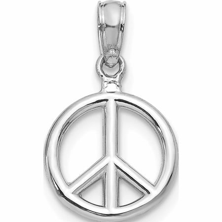 Jewelry by Sweet Pea 10K White Gold Polished Peace Sign Pendant