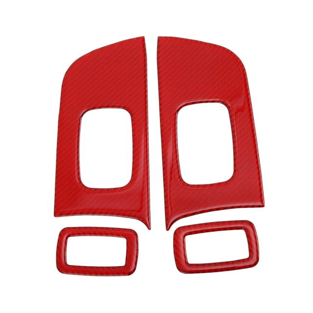 Unique Bargains Window Lift Switch Panel Trim Cover for Dodge Charger 2011-2023 Rear Left Right Car Door Window Control Button Interior Accessories Carbon Fiber Red