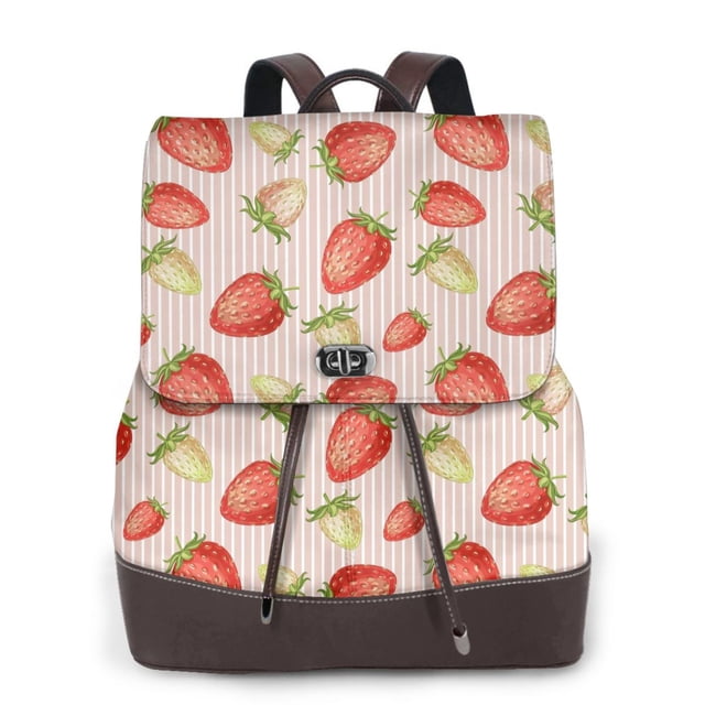 Fotbe Strawberries Mochila Bolso con Estampado para Mujer, Mochila Antirrobo de Nylon Impermeable, Bolsa Ligera de Hombro