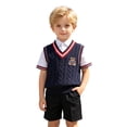 thumbnail image 5 of AJGRHE Boys Sweater Vest School Uniform Vest for Girls Boy Toddler Kids Knit Vest Boys and Toddlers' School Uniform V-Neck Sweater Vest Blue3 5-6 Years, 5 of 7