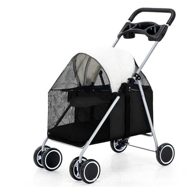 Dog Stroller, 4 Wheels Folding Pet Stroller Portable Cat Puppy Jogging Stroller with Multi Facetedfor Puppy Cats Rats Rabbits Outings