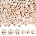 thumbnail image 1 of Cuentas de madera con cara, 180 unidades, 6 estilos, cuentas de madera natural de 12/13/16/18 mm, cuentas espaciadoras de madera, bolas de madera sueltas., 1 of 6