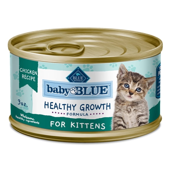 Blue Buffalo Baby BLUE Natural Grain-Free Healthy Growth Formula with DHA, Chicken Pate Wet Food for Kittens, 3 oz., Case of 24