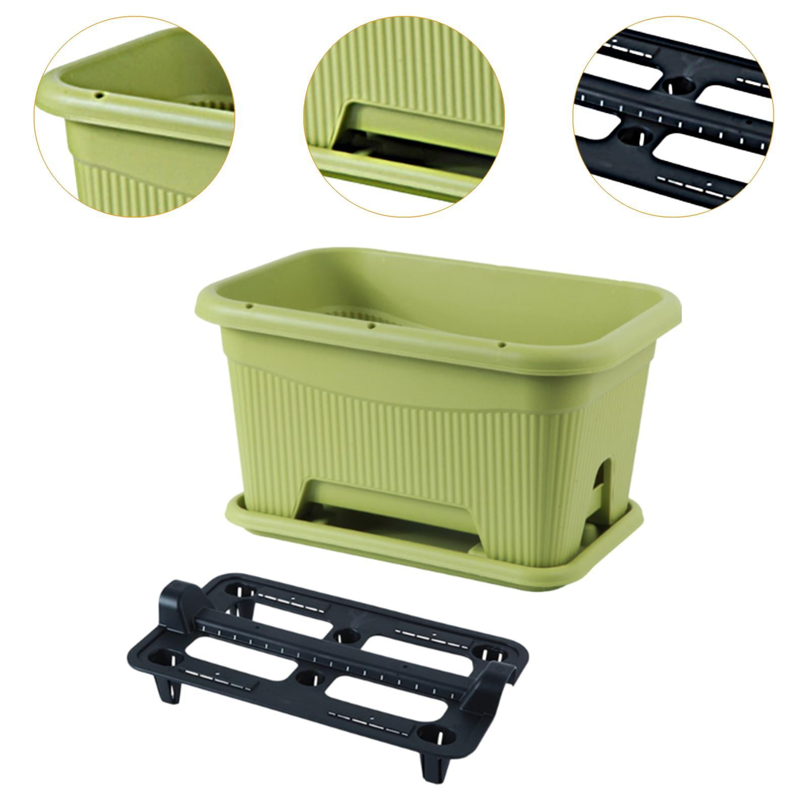MAGIDEAL Flower Window Box with Tray Patio Planting Tool for Balcony Home Décor Porch Green