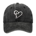 thumbnail image 4 of Womens Washed Baseball Cap Heart Cross Print Sun Hat Outdoor Sports Cap Black, 4 of 4