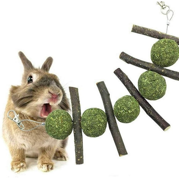 Molar Stick for Teeth Cleaning Molar Snacks Chew Stick Grass Ball Toy for Rabbit Hamster Rat