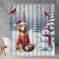 thumbnail image 2 of Hello Winter Golden Retriever Football Snowman Welcome Snowy Morning Shower Curtain Goldens Dog Lover Gifts Idea Waterproof Bathroom Bathtub Curtain - 01012, 2 of 5