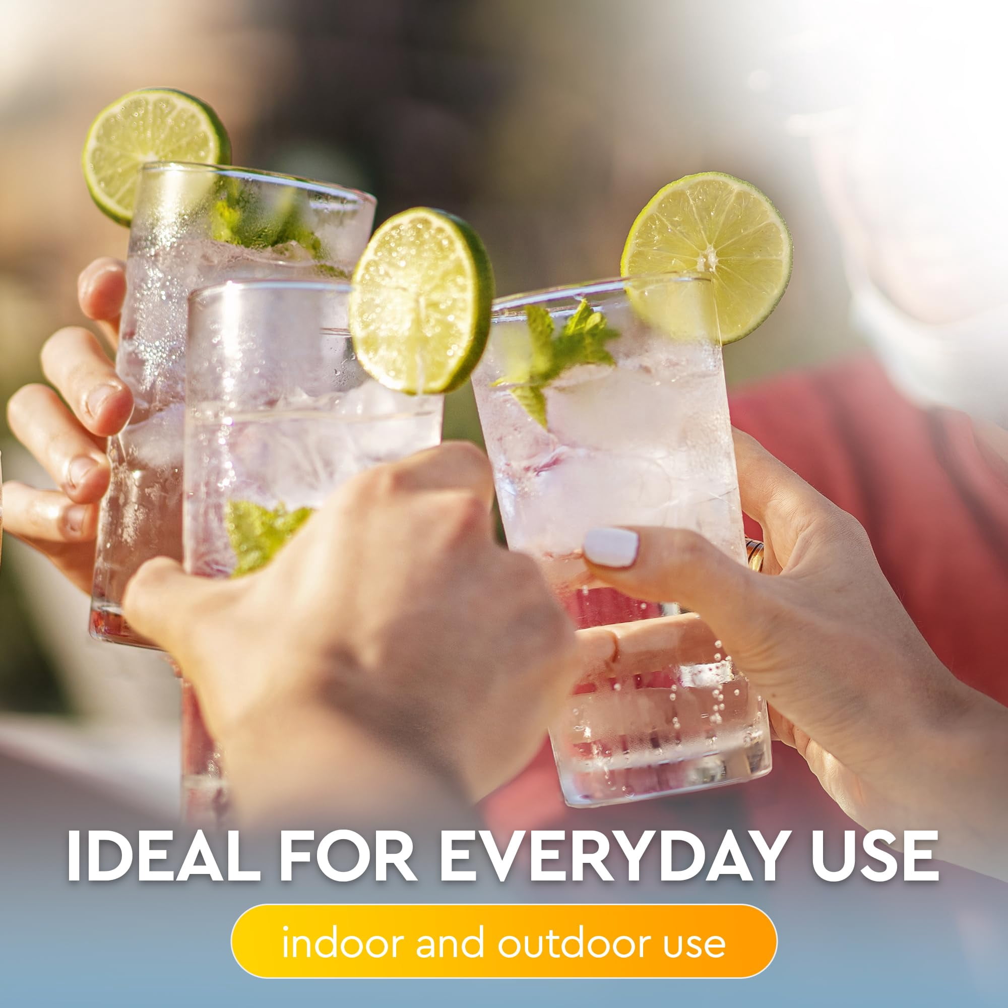 Zulay Kitchen Clear Plastic Drinking Glasses Set of 8 - Acrylic 12 oz & 16 oz  Beverage Tumblers, Shatterproof