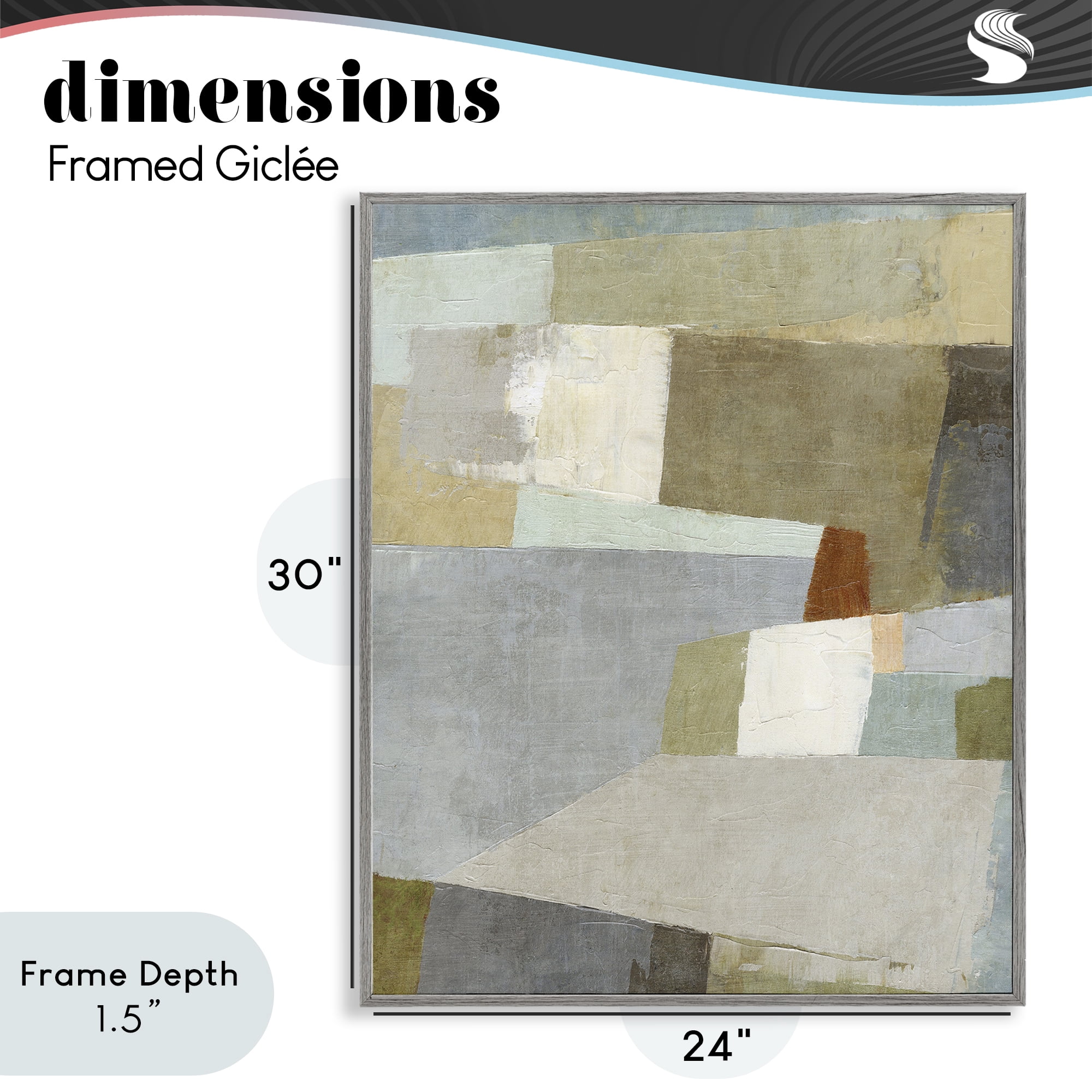 Stupell Industries Causeway Neutral Geometrics Gray Framed Giclee Art, design by Suzanne Nicoll