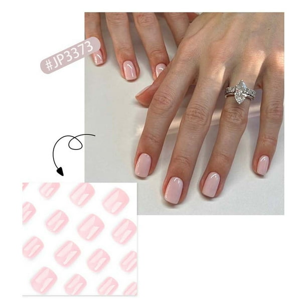 Uñas postizas a presión, regalos para mujeres, uñas cortas a presión, uñas postizas cortas con pegamento reutilizable, 12 tamaños, parche de 2 ml