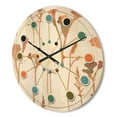 thumbnail image 3 of Designart 'Retro Flowers Pattern I' Mid-Century Modern Wood Wall Clock, 3 of 5