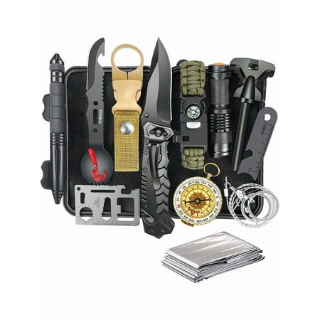 Ultimate 14-In-1 Survival System | Tactical Multi-Tool + Emergency Essentials | All-Weather Camping/Fishing Gear | Rugged Outdoor Survival Bundle | Premium Father s Day Gift For Adventurous Dads
