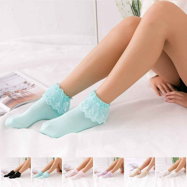 freestylehome Cotton Calcetines Vintage Lace Ruffle Frilly Ankle Socks  Princess Girl Cute Sweet Women Socks