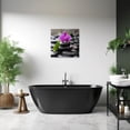 thumbnail image 5 of ZHONGYUTONG Zen Canvas Wall Art Purple Orchid Flower Pictures Zen Stones Artwork Spa Meditation Painting for Bathroom Yoga Decor Framed (18.00" x 18.00"), 5 of 5