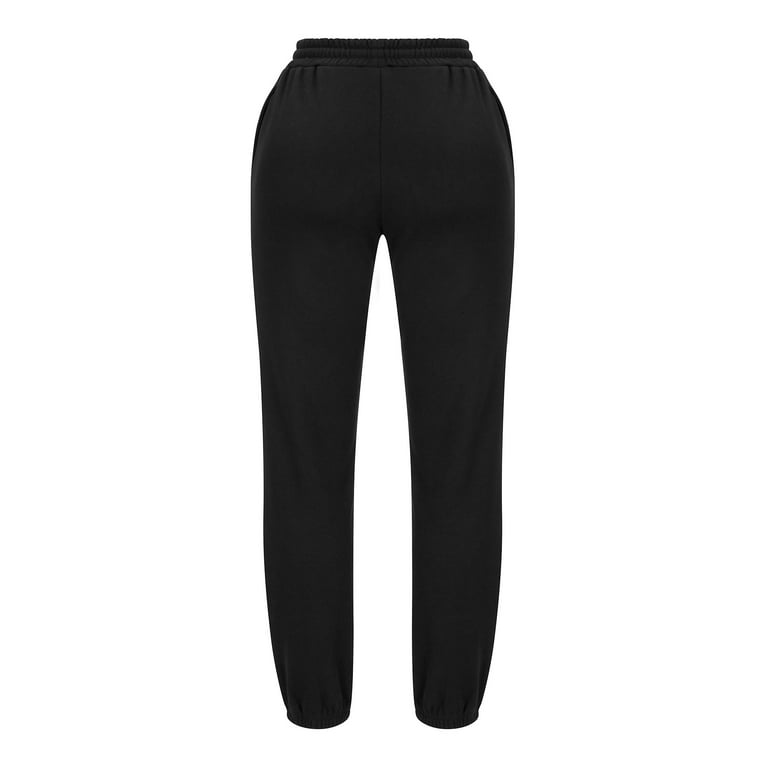 ozkzdp Women's Fleece Lined Joggers Sweatpants Thermal Trousers Ladies Warm  Pants Winter Drawstring Trousers with Pockets
