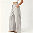 thumbnail image 4 of Tsivenald Womens Linen Wide Leg Pants Elastic Drawstring Waist Lightweight Breathable Summer Beach Casual Trousers, 4 of 7