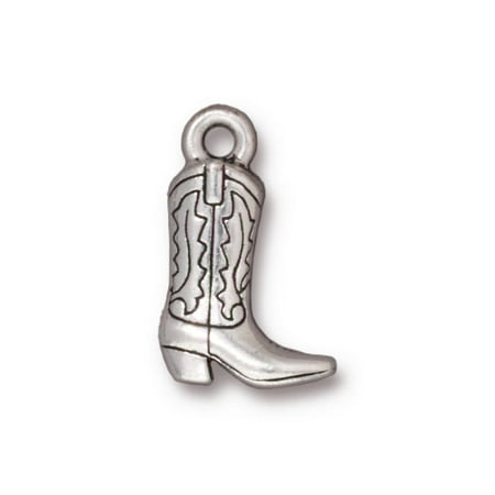 Pewter Star Charm - Fine Silver Plated Pewter Western Cowboy Boot Charm 18.8mm (1)