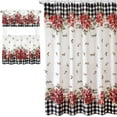 thumbnail image 3 of Newbridge Poinsettia Festivity Gingham Bordered Christmas Fabric Shower Curtain, Country Cottage Christmas Border Shower Curtain – 70” wide x 72” Long Shower Curtain, 3 of 9