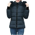 thumbnail image 2 of Maqroz Winter Jackets Women Warm Padded Parka Puffer Jacket Quilted Short Down Coat Thick Parkas Warm Zip Up Jackets with Faux Fur Hood Outerwear, Navy XXXL, 2 of 7