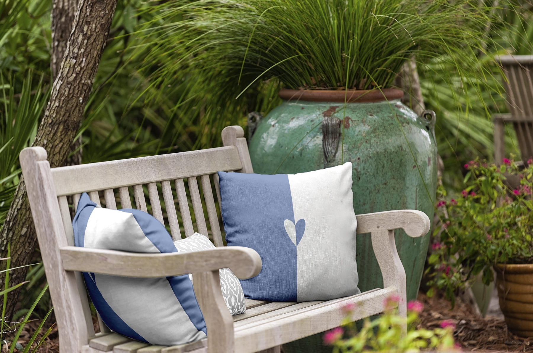 20" x 20" Simply Daisy Modern Heart Polyester Indoor/Outdoor Pillow, Cornflower Qty 1