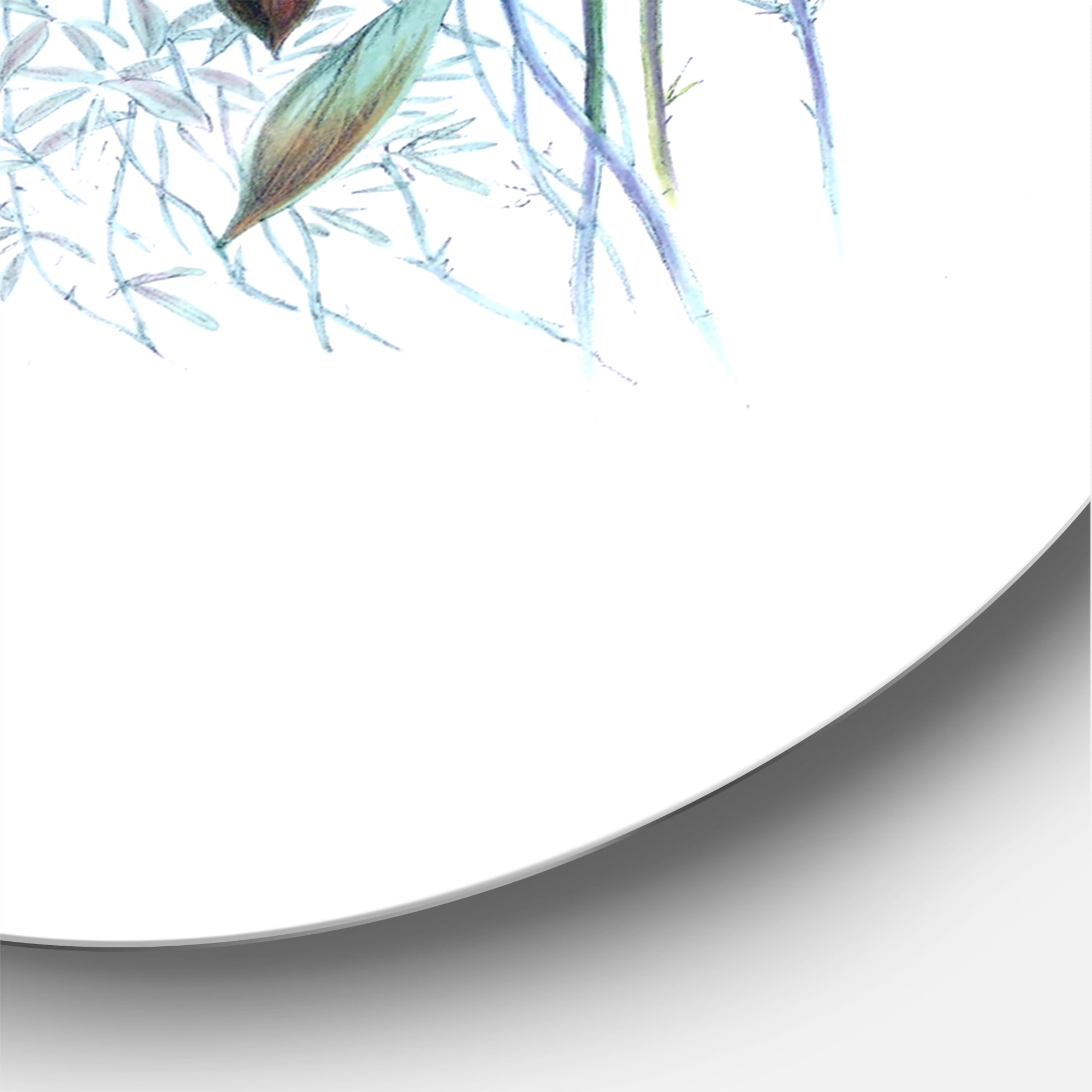 Designart 'Ancient Hummingbird IV' Traditional Circle Metal Wall Art 29x29 - Disc of 29