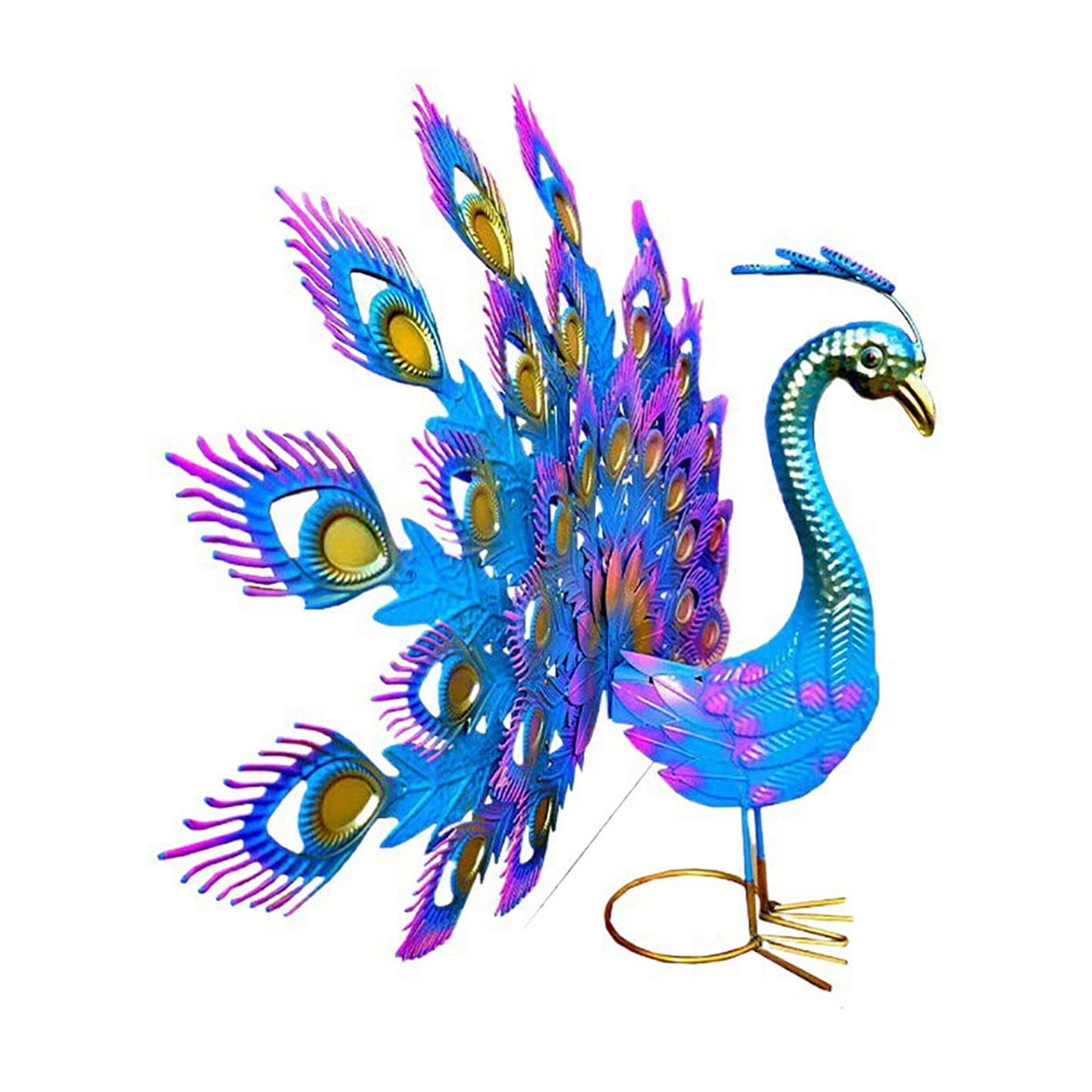 cpengpj 30x30cm Tall Metal Peacock Garden Statue, Handmade, 3D Textured, Tail Spread Sculptures for Patio, Garden or Entryway