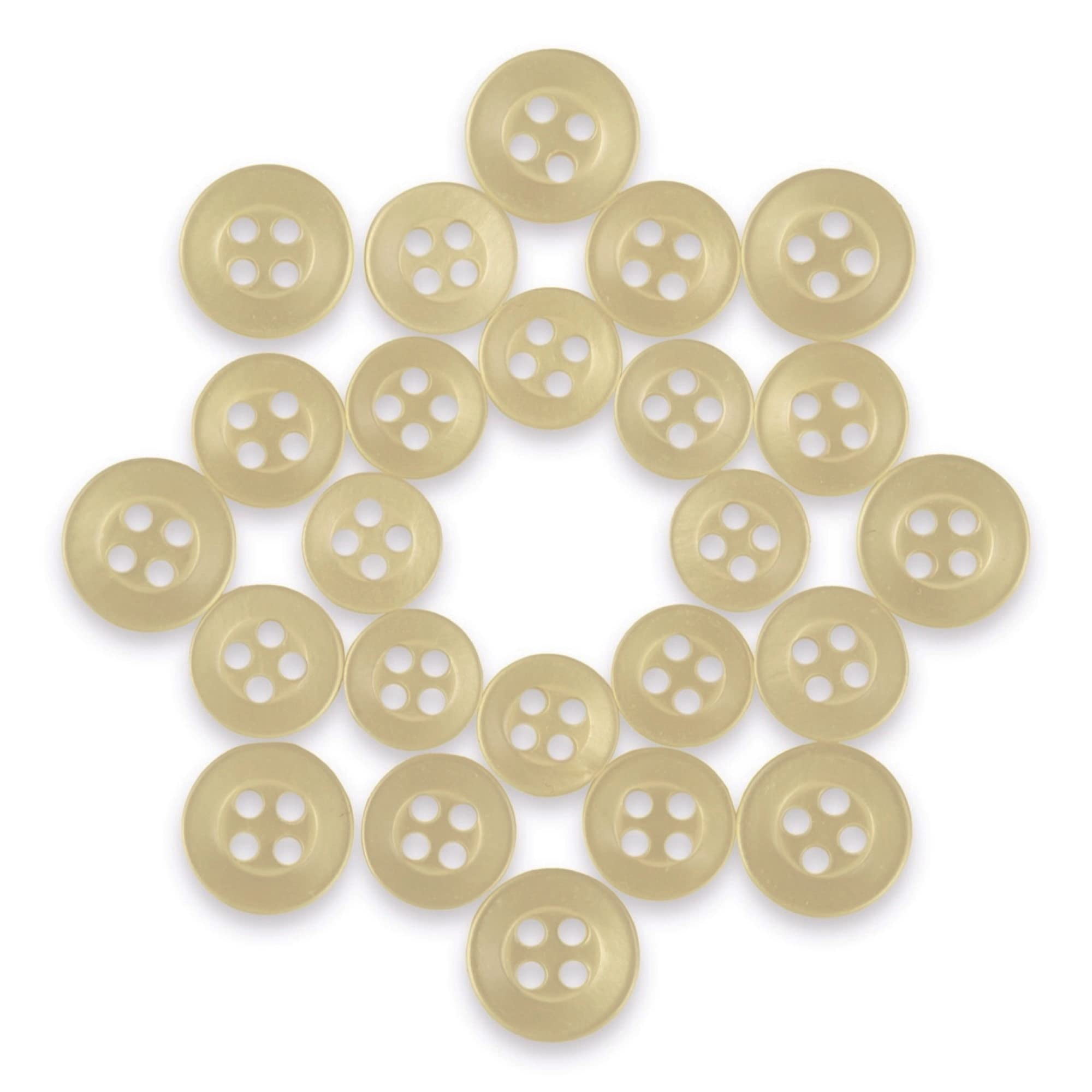 ButtonMode Replacement Shirt Buttons 22pc Set Has 8 Front (11mm or 7/16 in), 7 Sleeve (10mm or 3/8 in) & 7 Collar (9mm or Almost 3/8 in), Khaki Beige