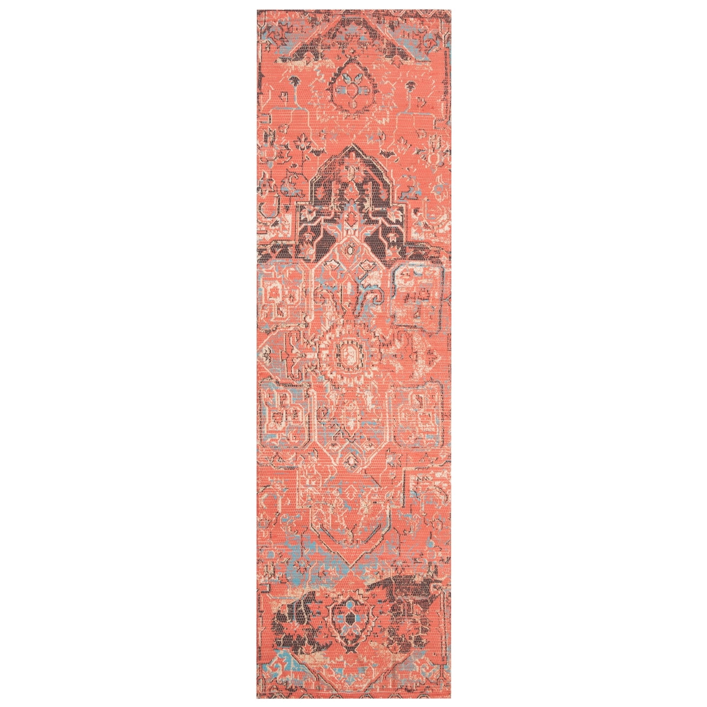 SAFAVIEH Saffron Erksine Geometric Runner Rug, Rust/Blue, 2'3" x 8'