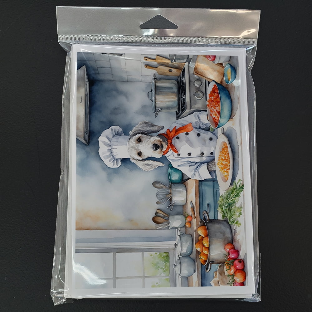 Bedlington Terrier The Chef Greeting Cards Pack of 8 7 in x 5 in