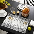 thumbnail image 3 of Black White Boho Placemats Set of 4, Vintage Ethnic Tribe Abstract Art Retro Placemats for Dining Table, Place Mats for Kitchen Tabletop, Waterproof Wipeable Dining Table Mats Set, 3 of 9
