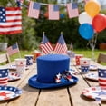 thumbnail image 4 of Sombrero de fiesta patriótico con bandera de estrella de cinco puntas, guirnaldas estilo sombrero Lincoln y decoraciones florales para las celebraciones del Día de la Independencia., 4 of 6